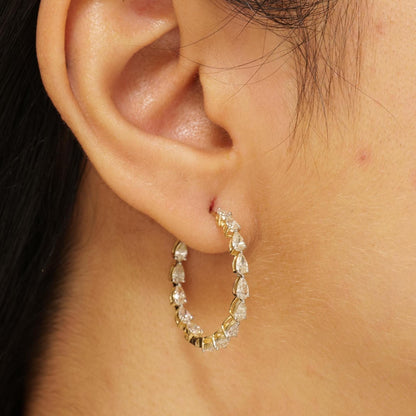 Teardrop Diamond Hoop Earrings