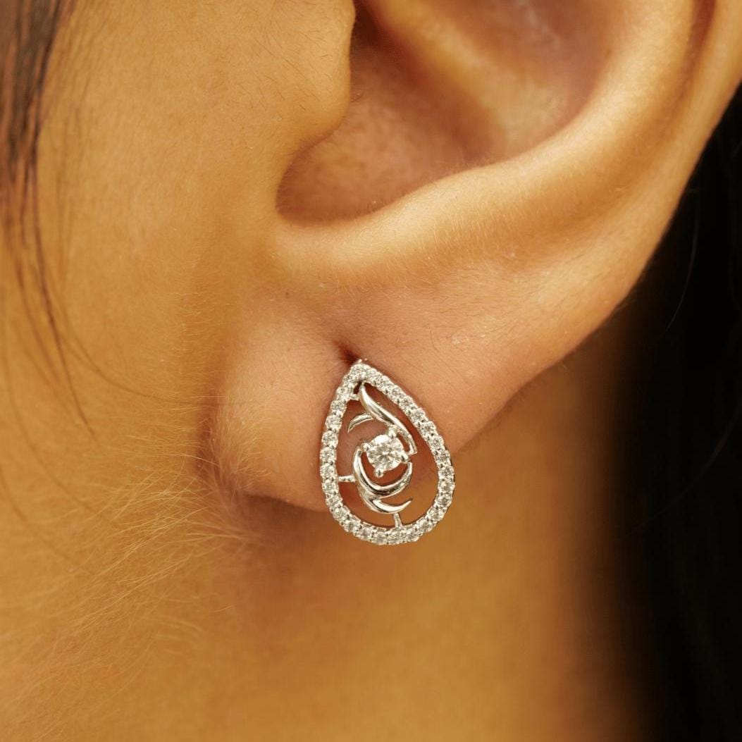 Teardrop Rose Diamond Stud Earrings