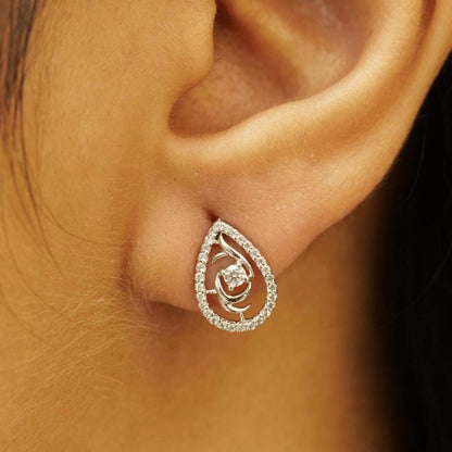 Teardrop Rose Diamond Stud Earrings