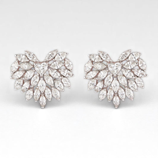 Heart Cluster Stud Earrings