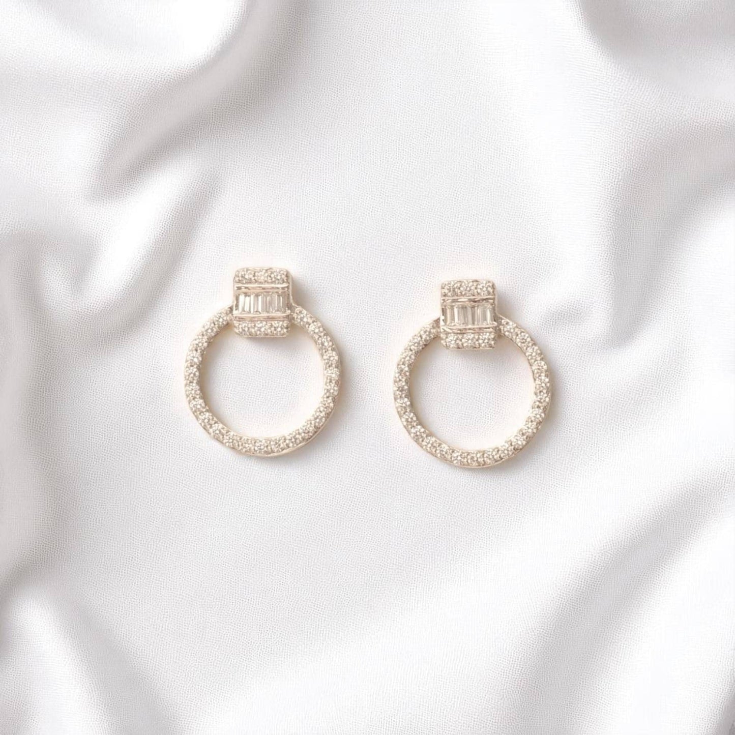 Circle Baguette Diamond Earrings