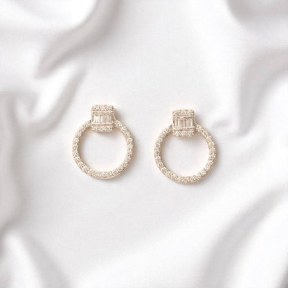 Circle Baguette Diamond Earrings