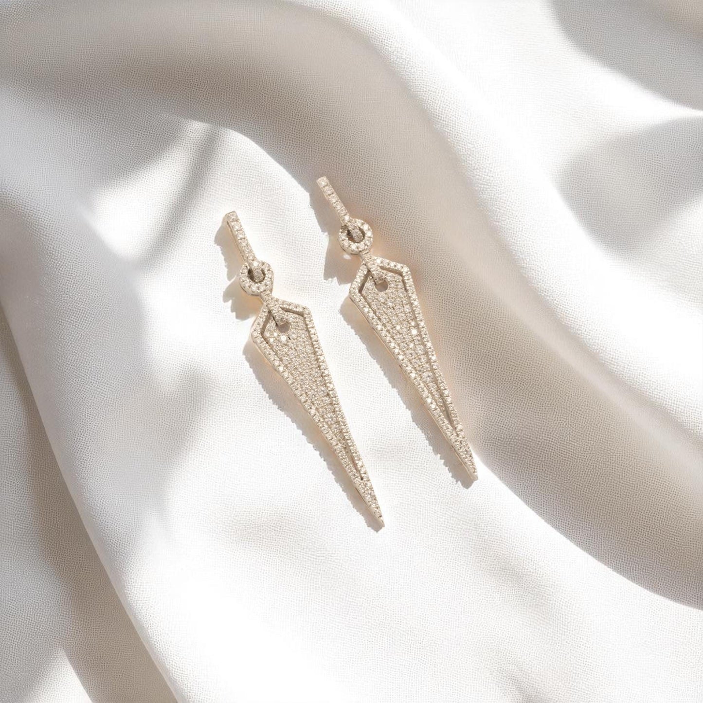 Geometric Halo Spike Diamond Earrings