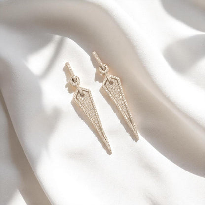 Geometric Halo Spike Diamond Earrings