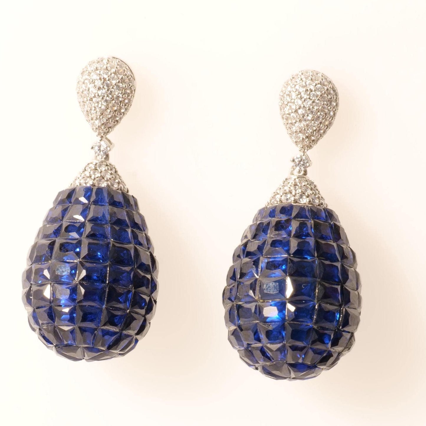 Blue Sapphire Diamond Drop Earrings
