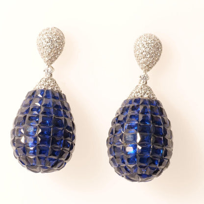 Blue Sapphire Diamond Drop Earrings