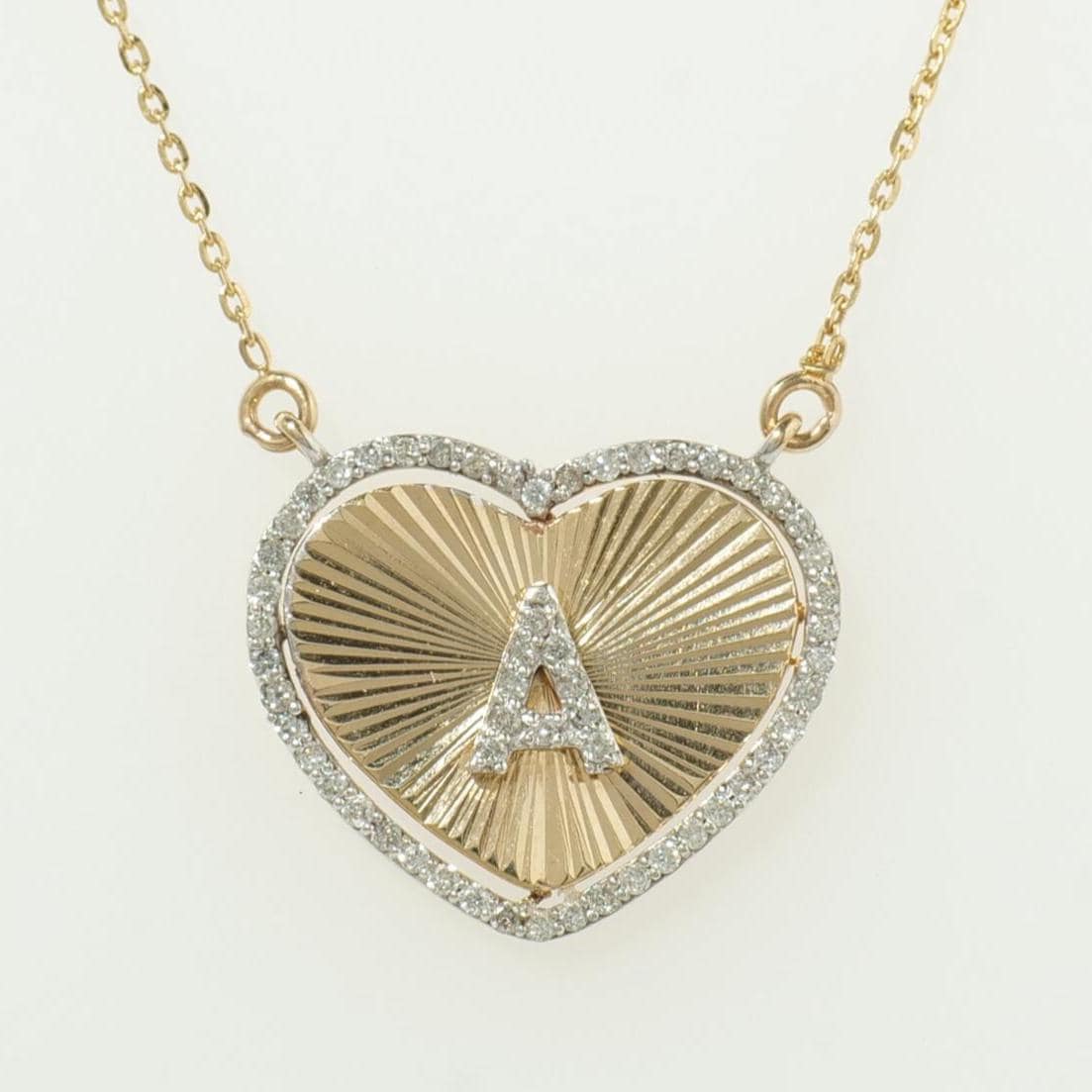 Heart Initial Medallion Diamond Necklace