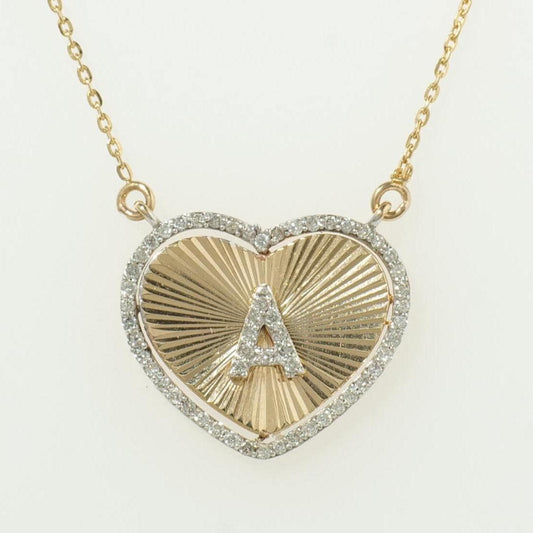 Heart Initial Medallion Diamond Necklace