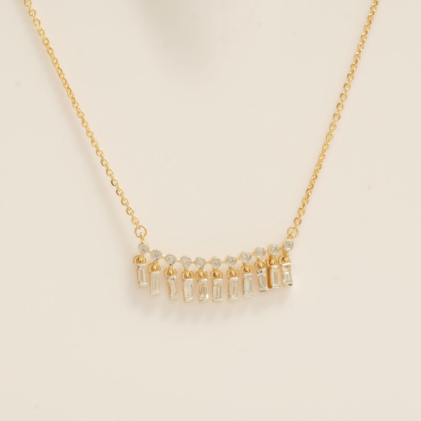 Baguette Drop Bar Diamond Necklace