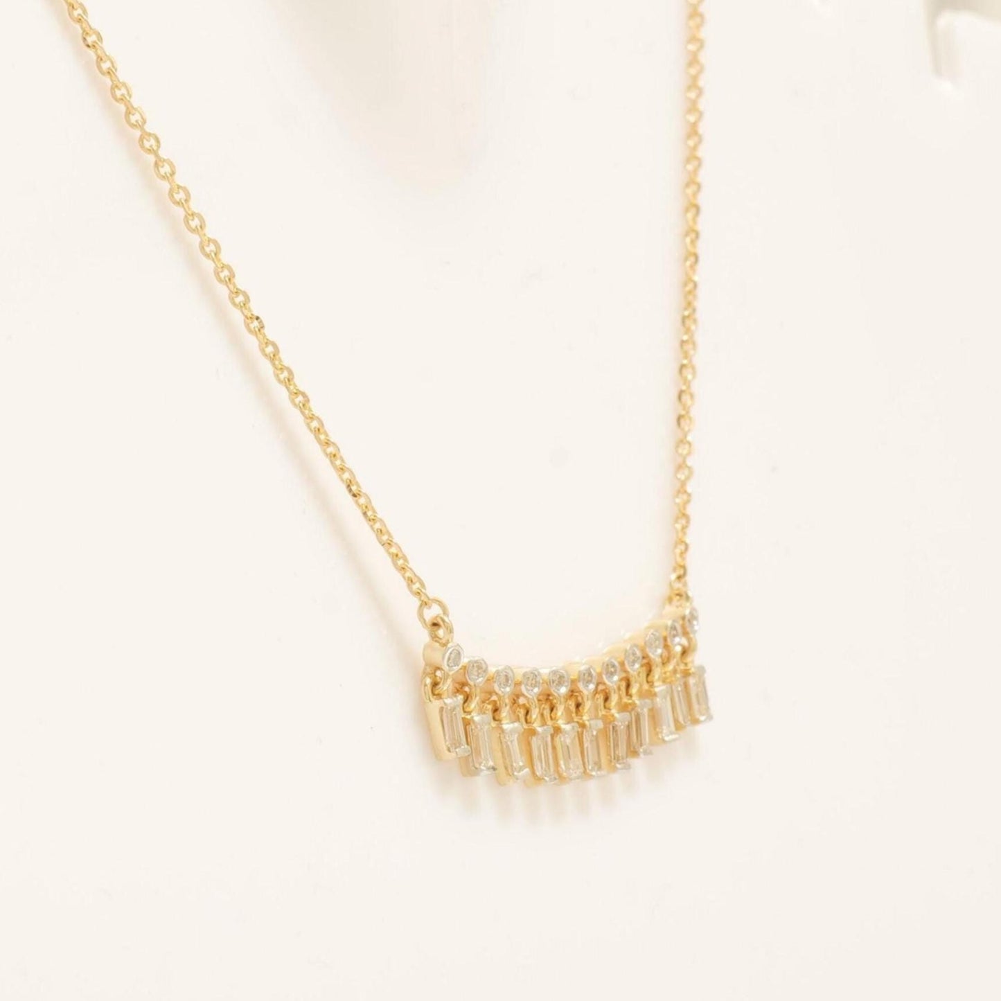 Baguette Drop Bar Diamond Necklace
