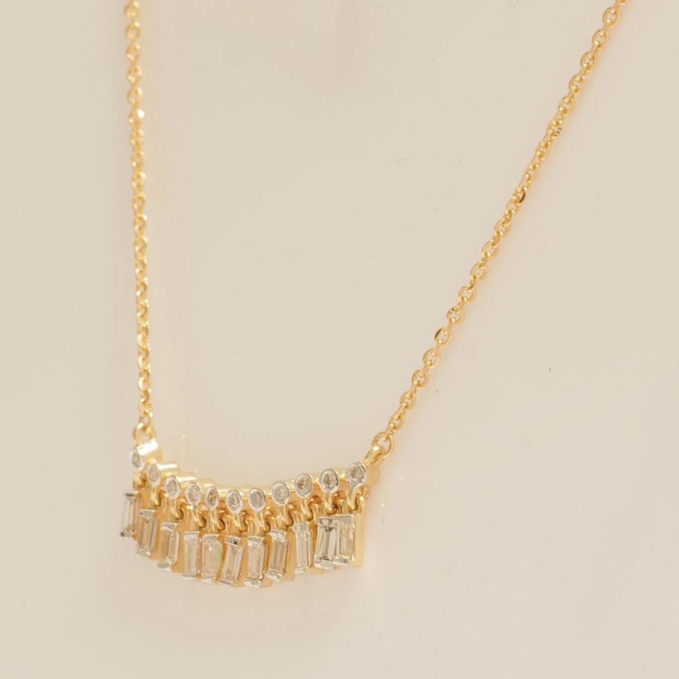 Baguette Drop Bar Diamond Necklace
