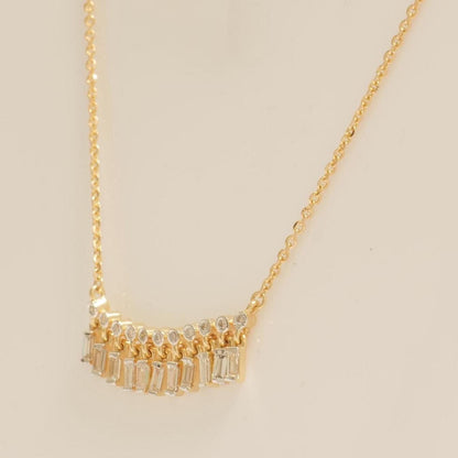 Baguette Drop Bar Diamond Necklace