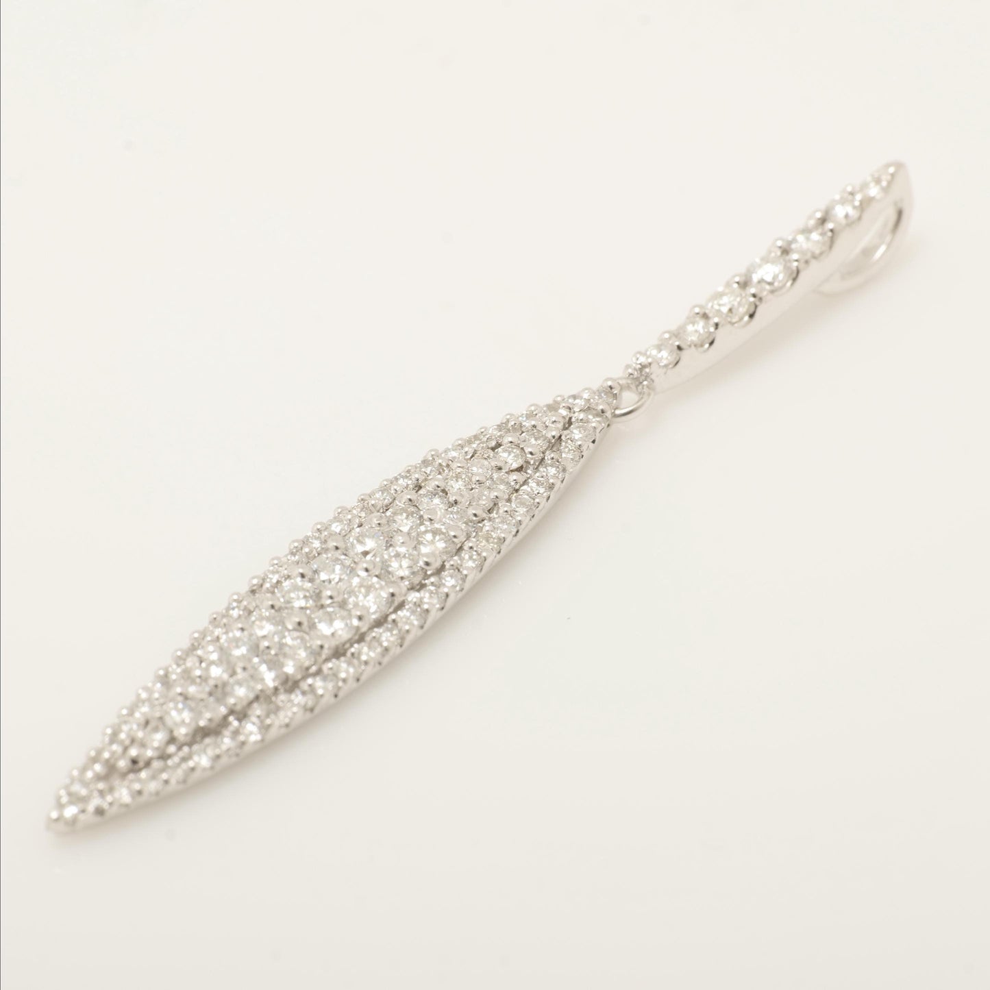 Leaf Natural Diamond Halo Drop Pendant