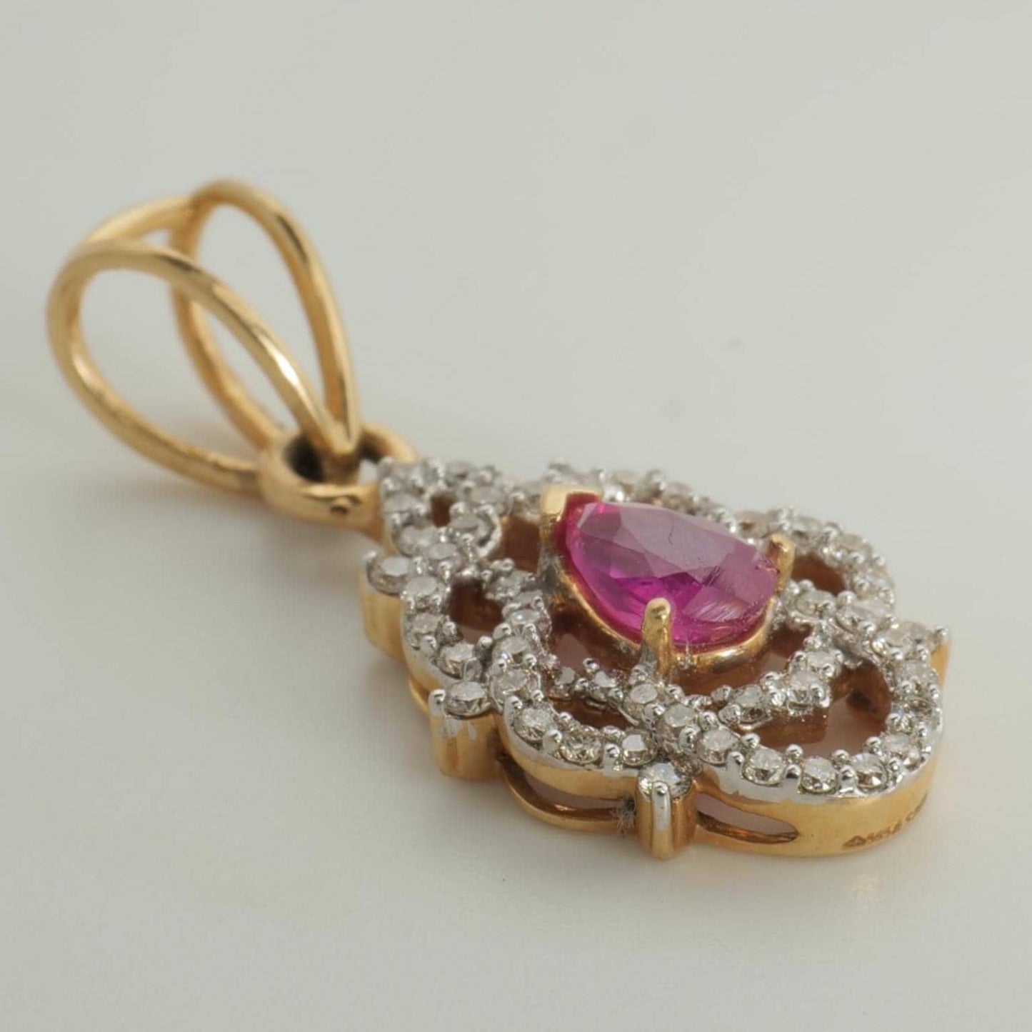 Filigree Ruby Natural Diamond Pendant