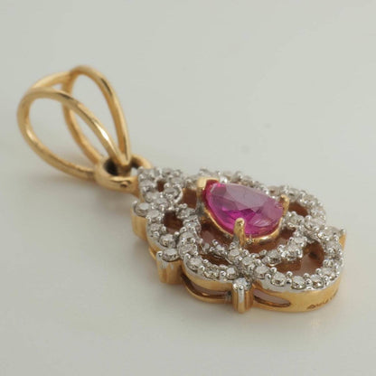 Filigree Ruby Natural Diamond Pendant