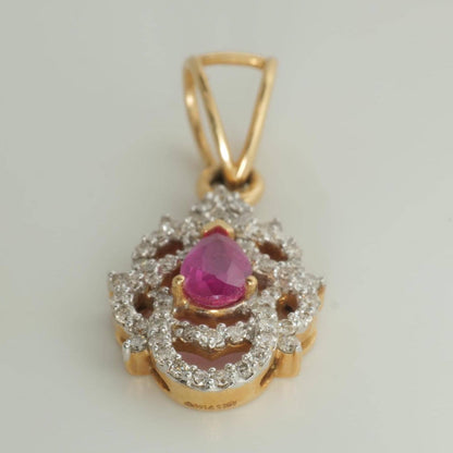 Filigree Ruby Natural Diamond Pendant