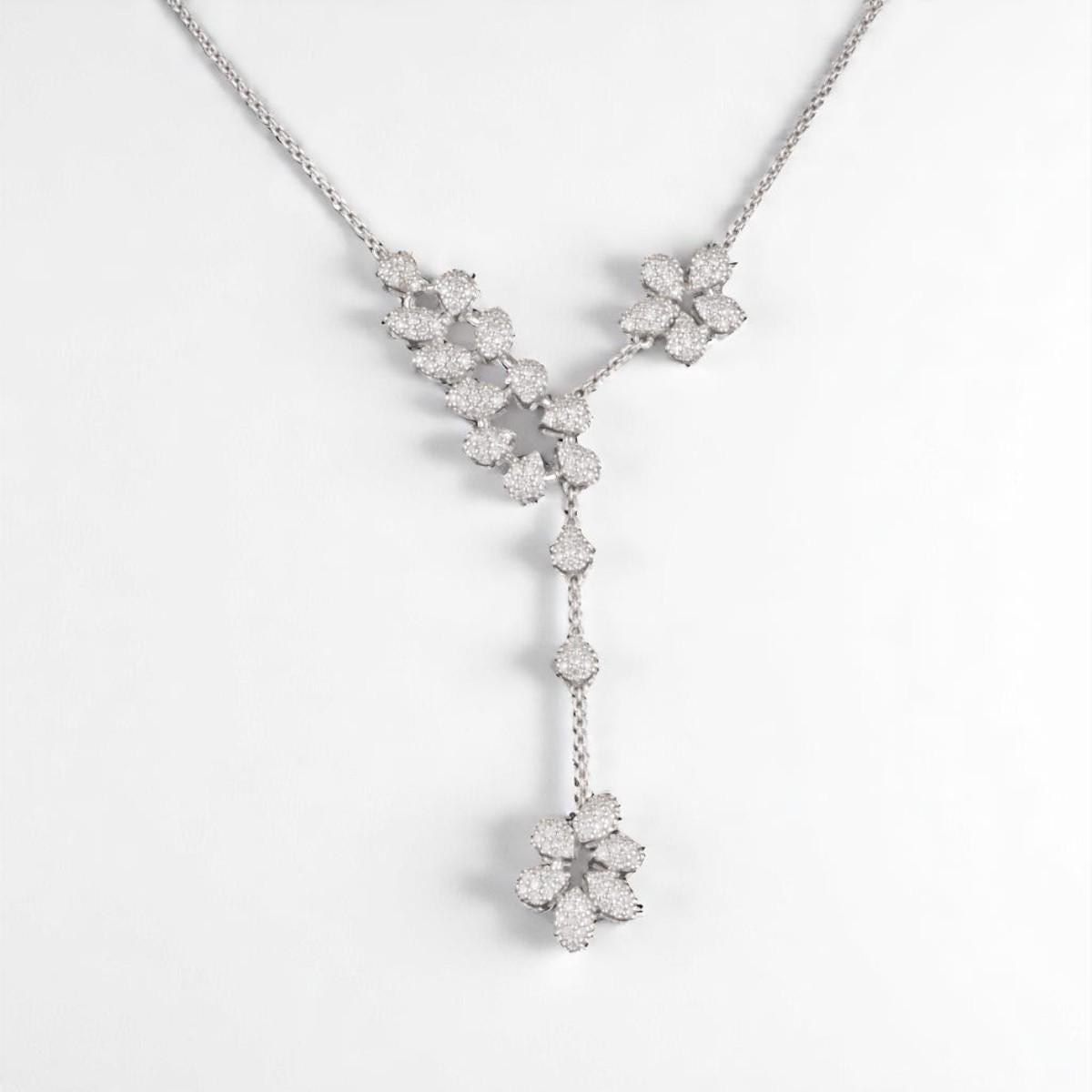 Floral Y-Drop Diamond Necklace
