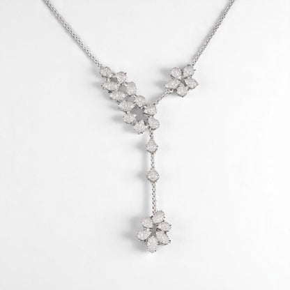 Floral Y-Drop Diamond Necklace