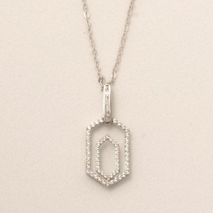 Hexagonal Diamond Pendant Necklace