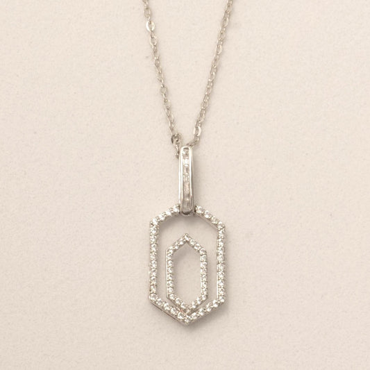 Hexagonal Diamond Pendant Necklace