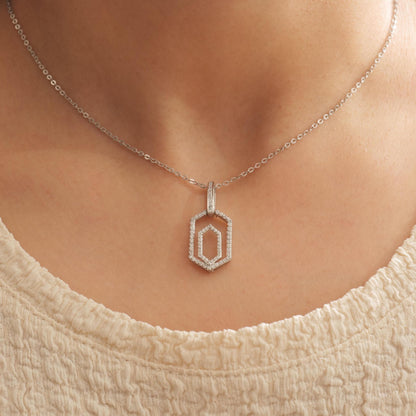 Hexagonal Diamond Pendant Necklace