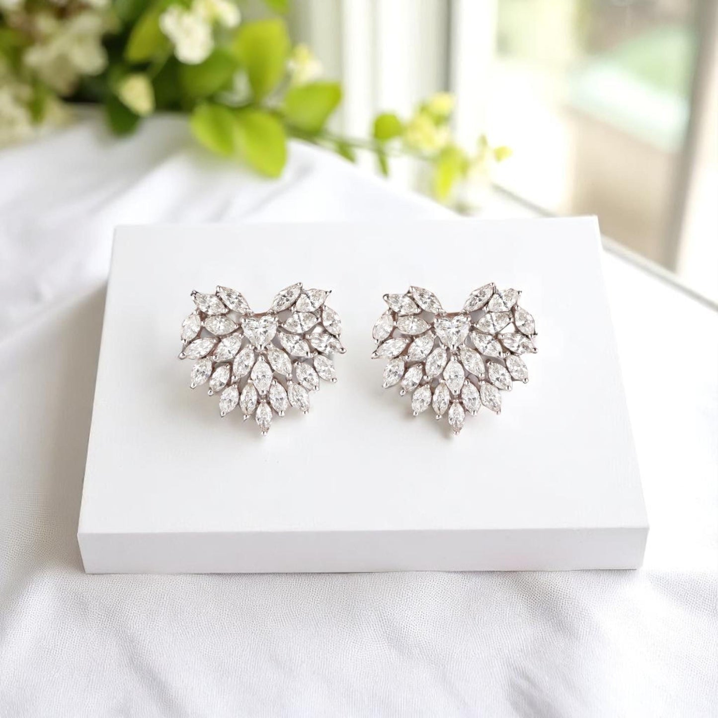 Heart Cluster Stud Earrings