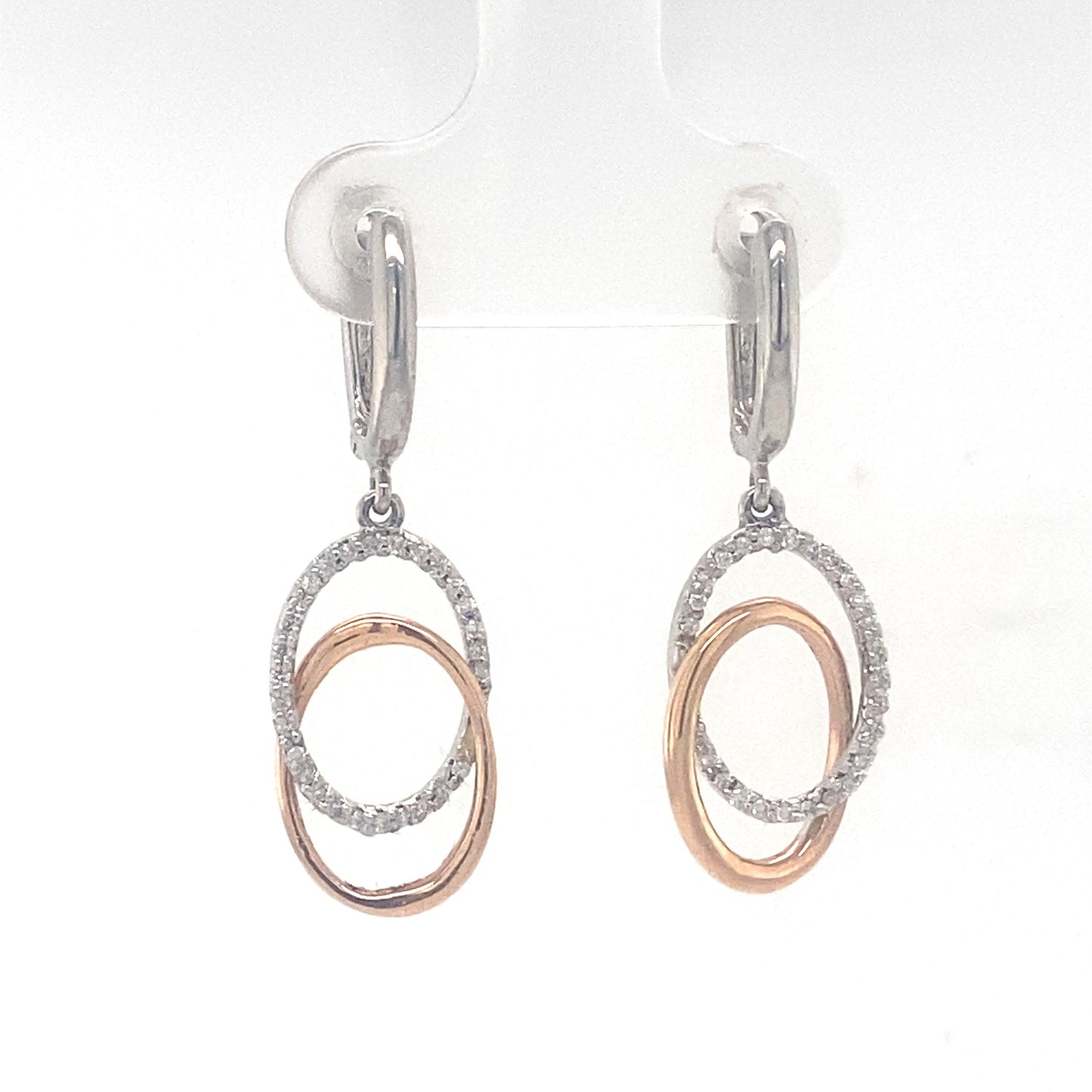 Interlocking Oval Dangle Diamond Earrings