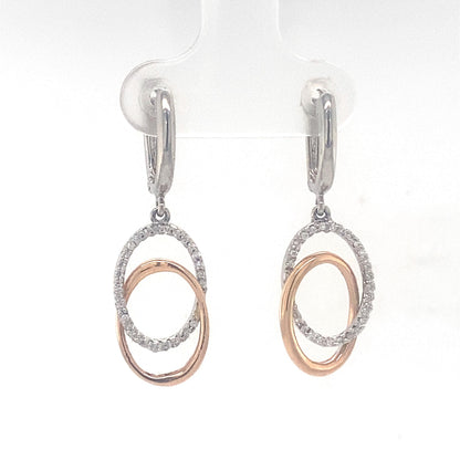 Interlocking Oval Dangle Diamond Earrings
