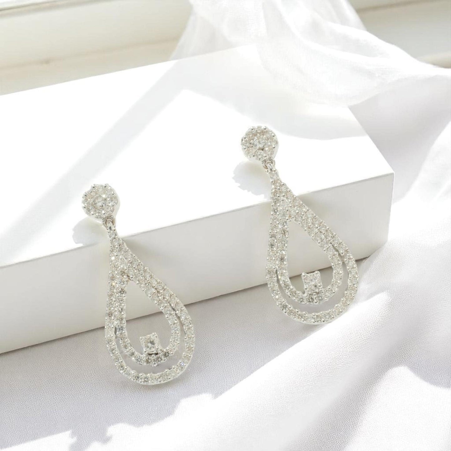 Teardrop Natural Diamond Drop Earrings