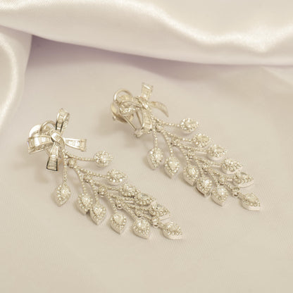 Bow Leaf Diamond Dangle Earrings