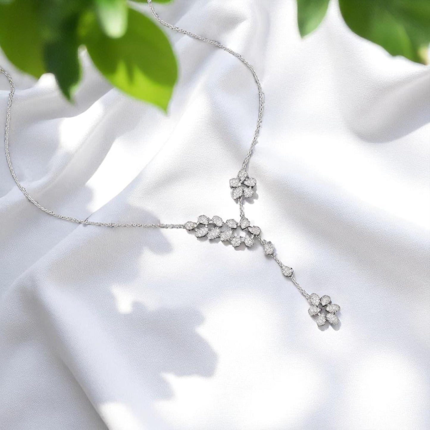 Floral Y-Drop Diamond Necklace