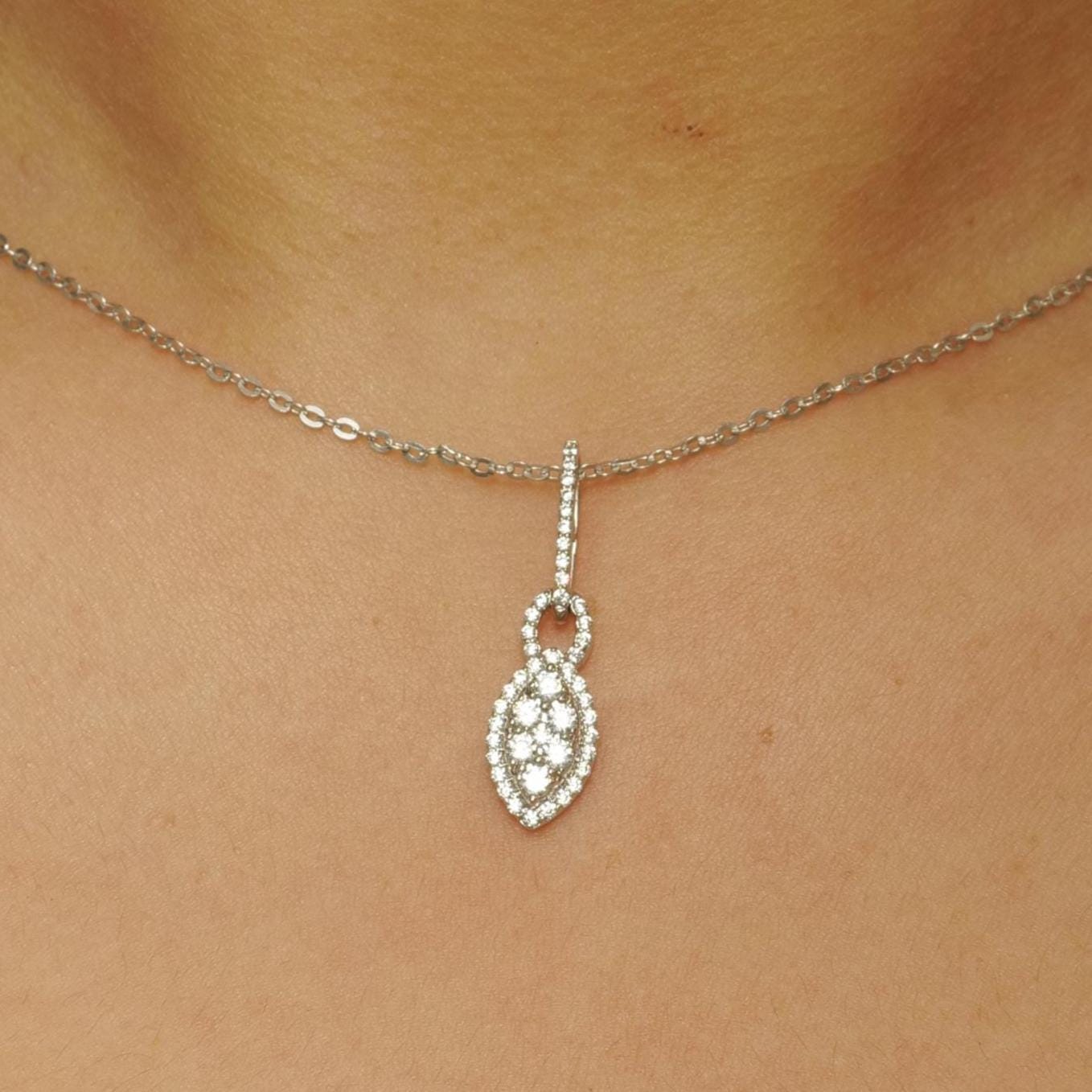 Halo Eye Illusion Diamond Pendant Necklace
