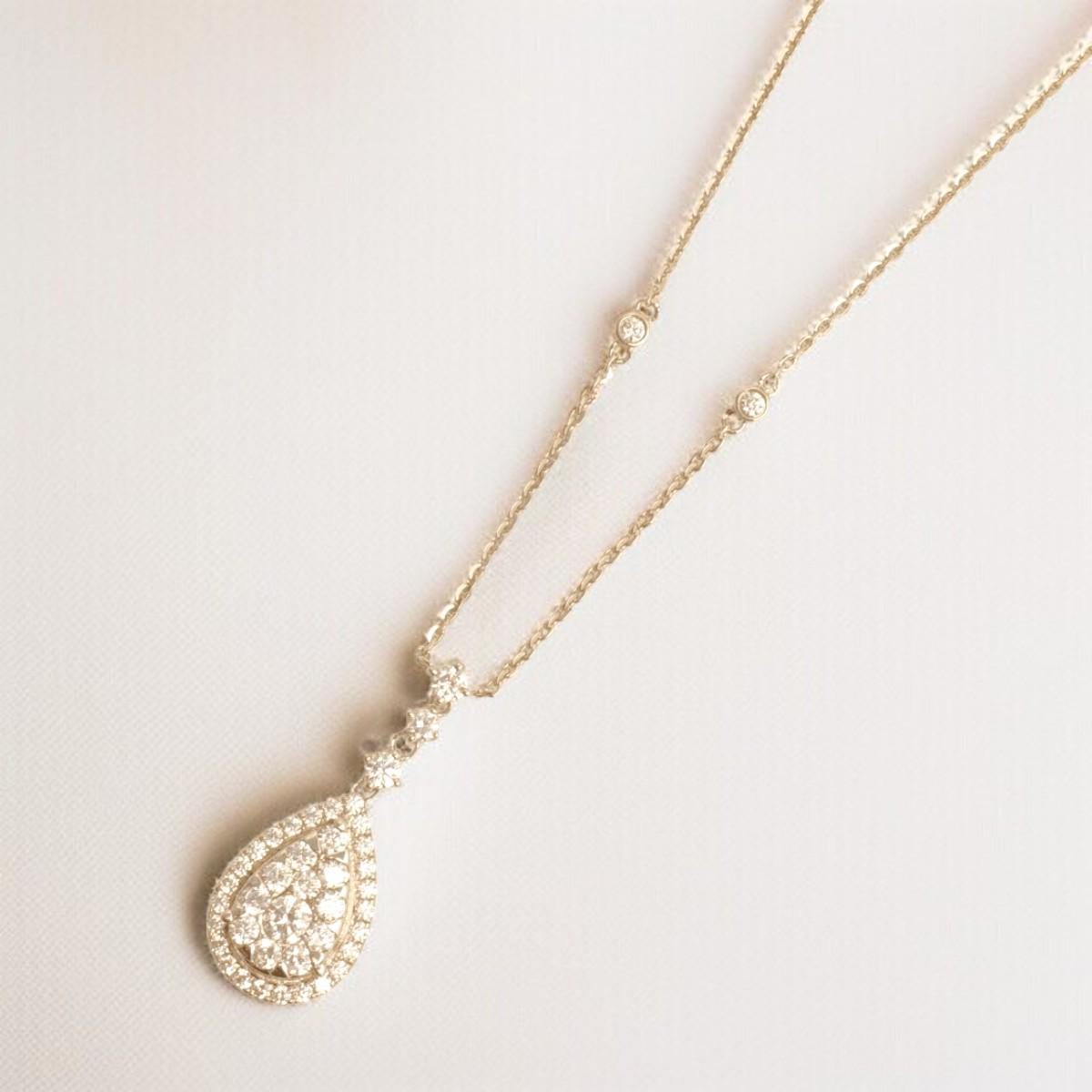 Halo Teardrop Diamond Necklace