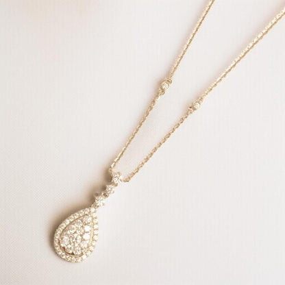 Halo Teardrop Diamond Necklace