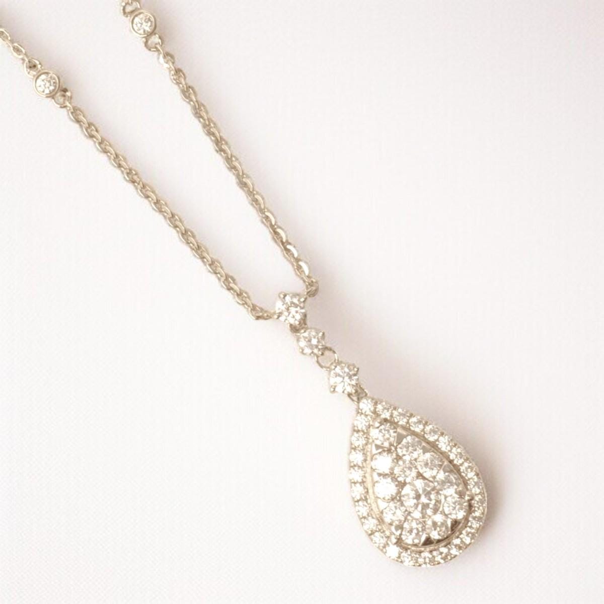 Halo Teardrop Diamond Necklace