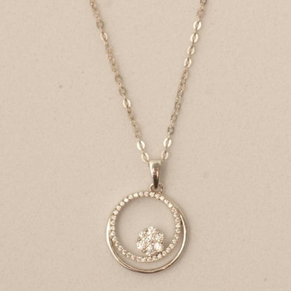 Double Circle Diamond Pendant Necklace
