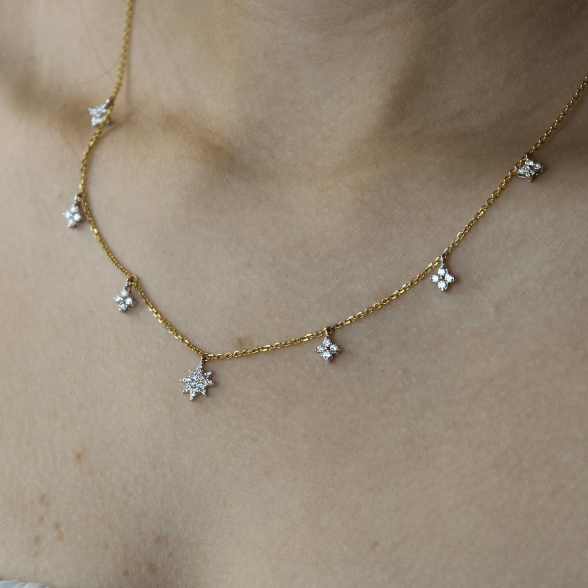 Starburst Diamond Station Necklace