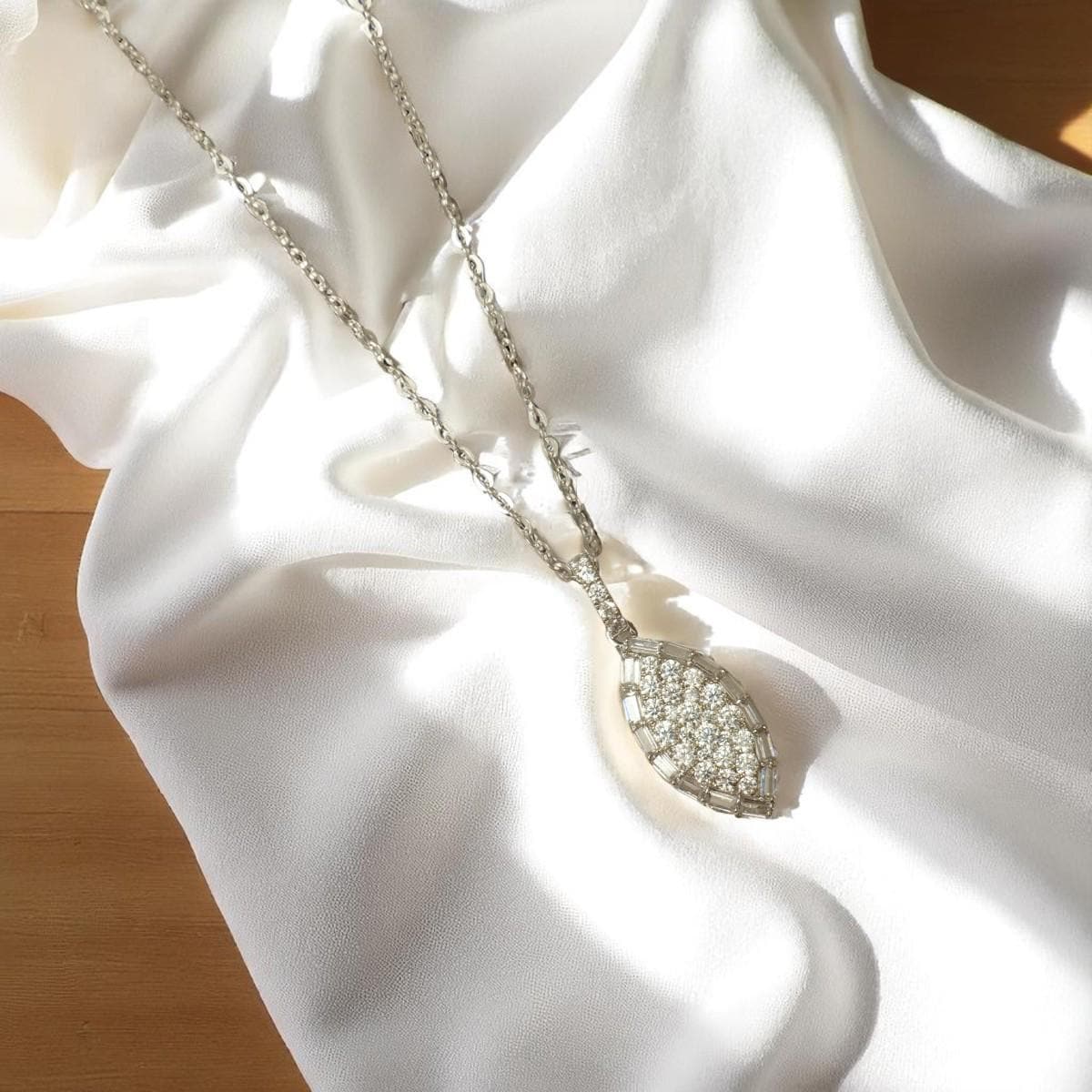 Eye Shape Diamond Pendant Necklace