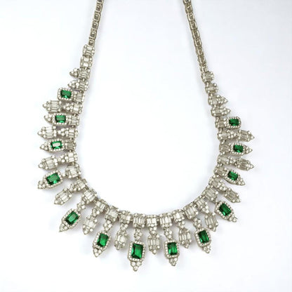 Halo Emerald Diamond Drop Necklace