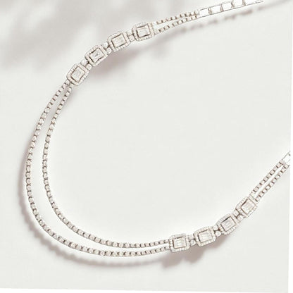 Layered Halo Diamond Necklace