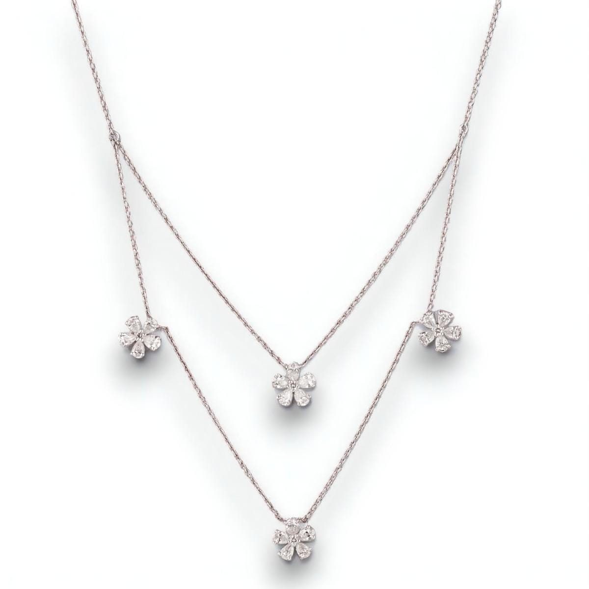 Layered Floral Diamond Necklace