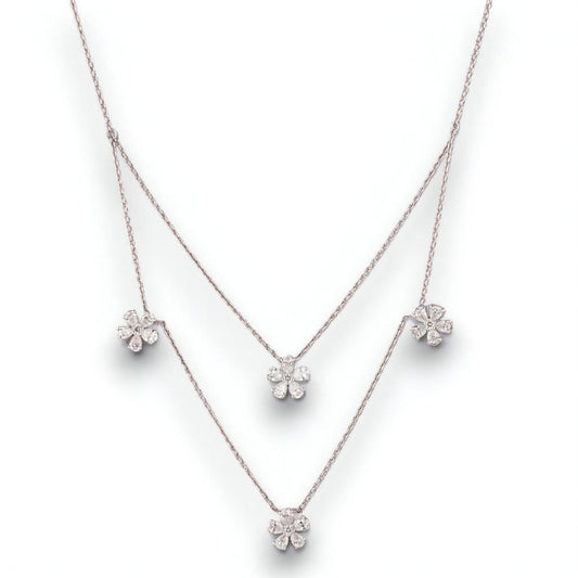 Layered Floral Diamond Necklace