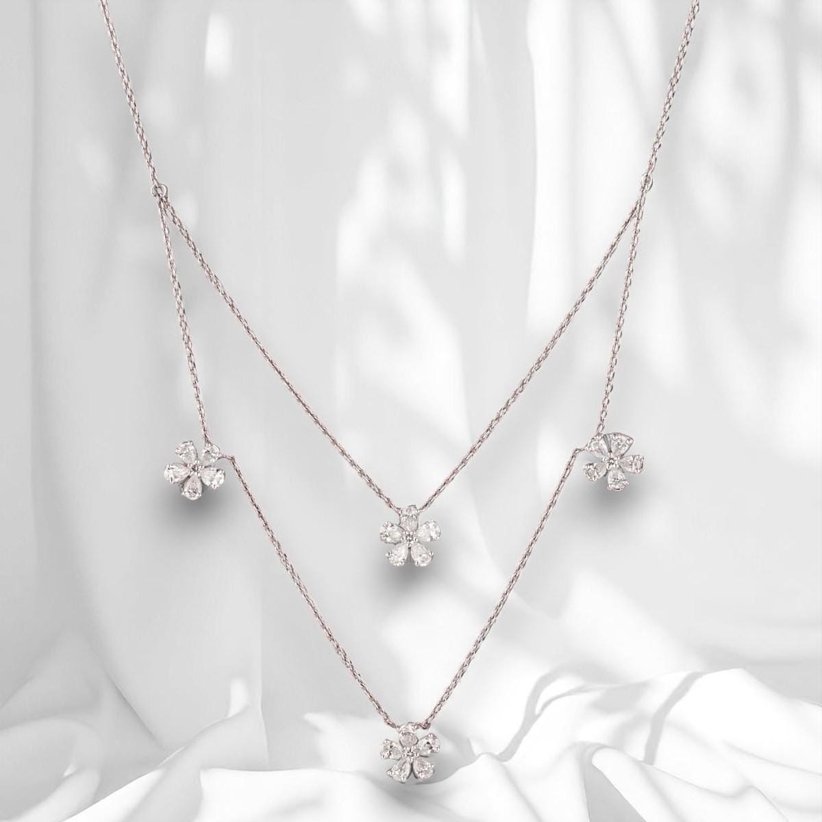 Layered Floral Diamond Necklace