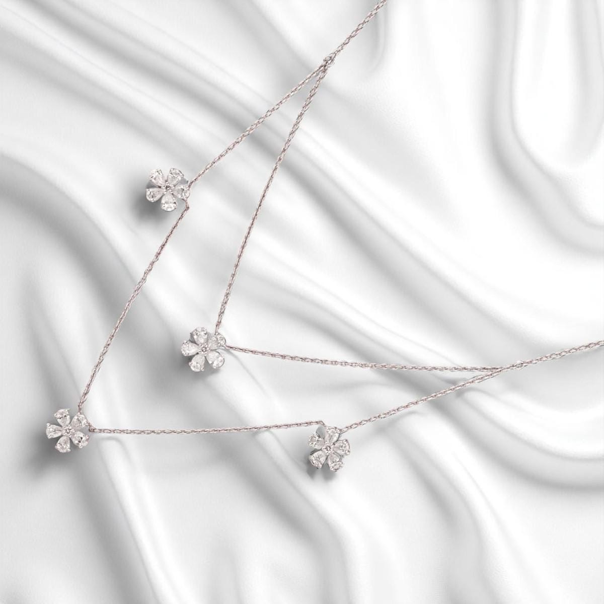 Layered Floral Diamond Necklace