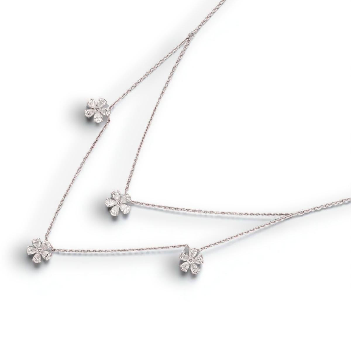 Layered Floral Diamond Necklace