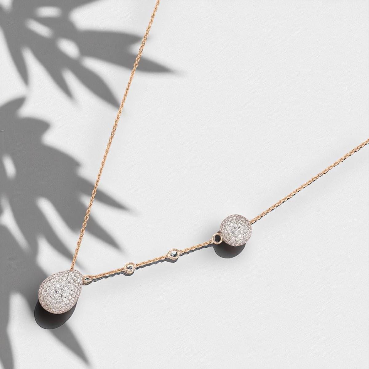 Teardrop Ball Diamond Necklace