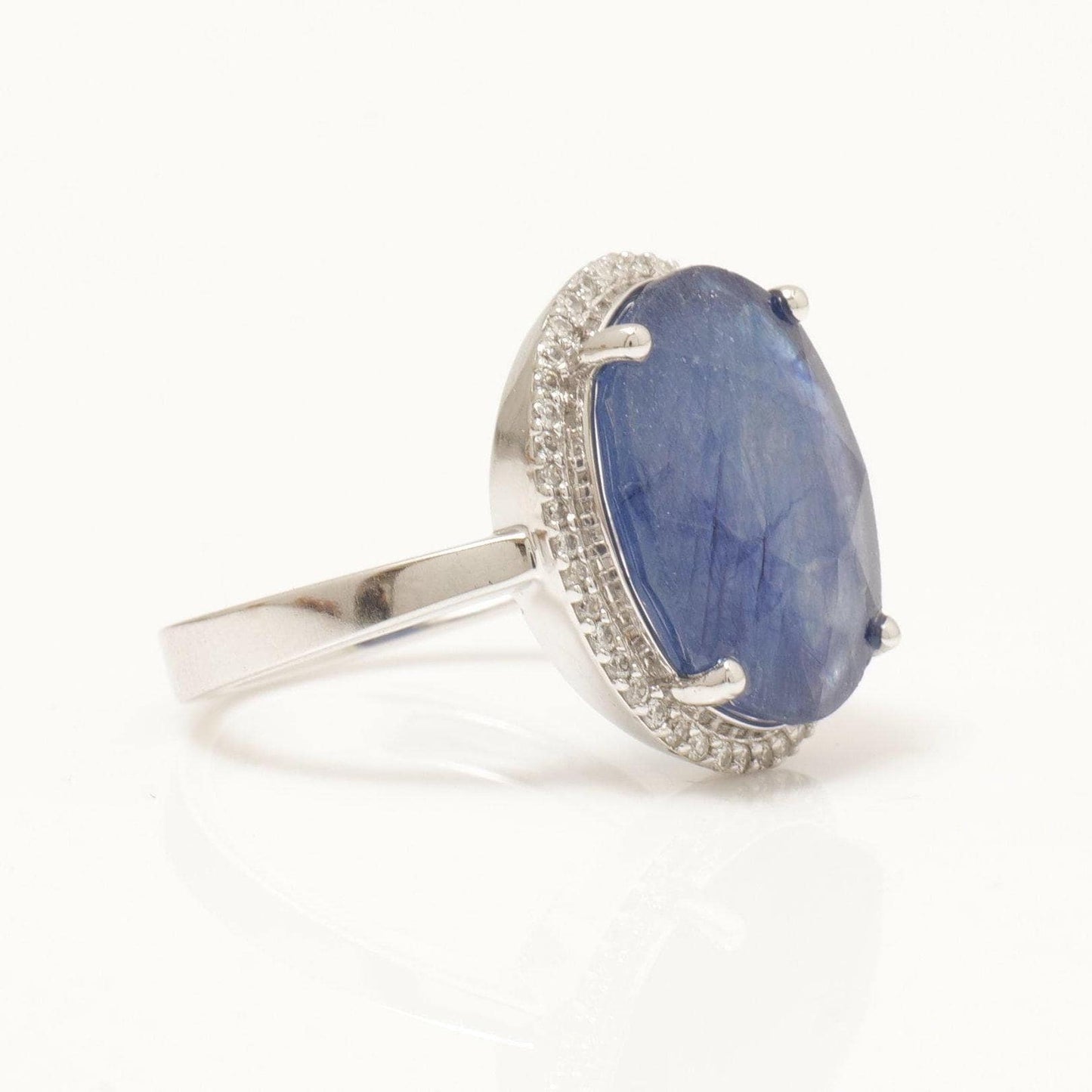 Oval Blue Sapphire Natural Diamond Ring