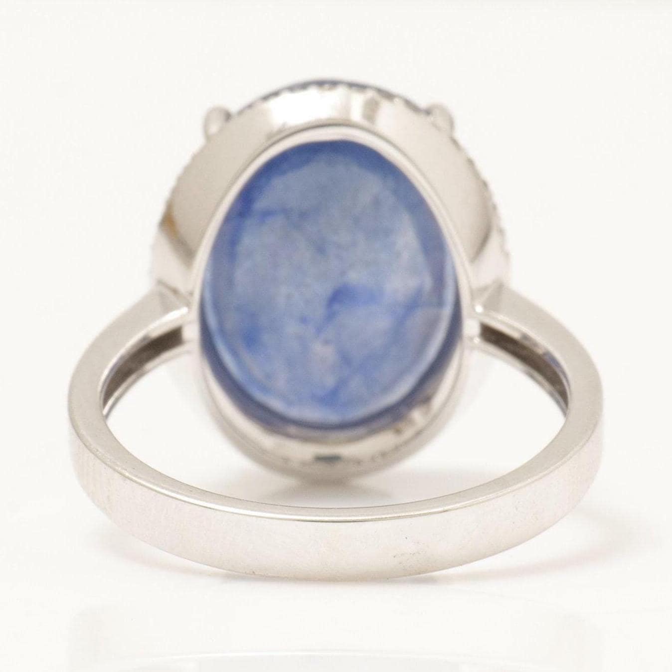 Oval Blue Sapphire Natural Diamond Ring