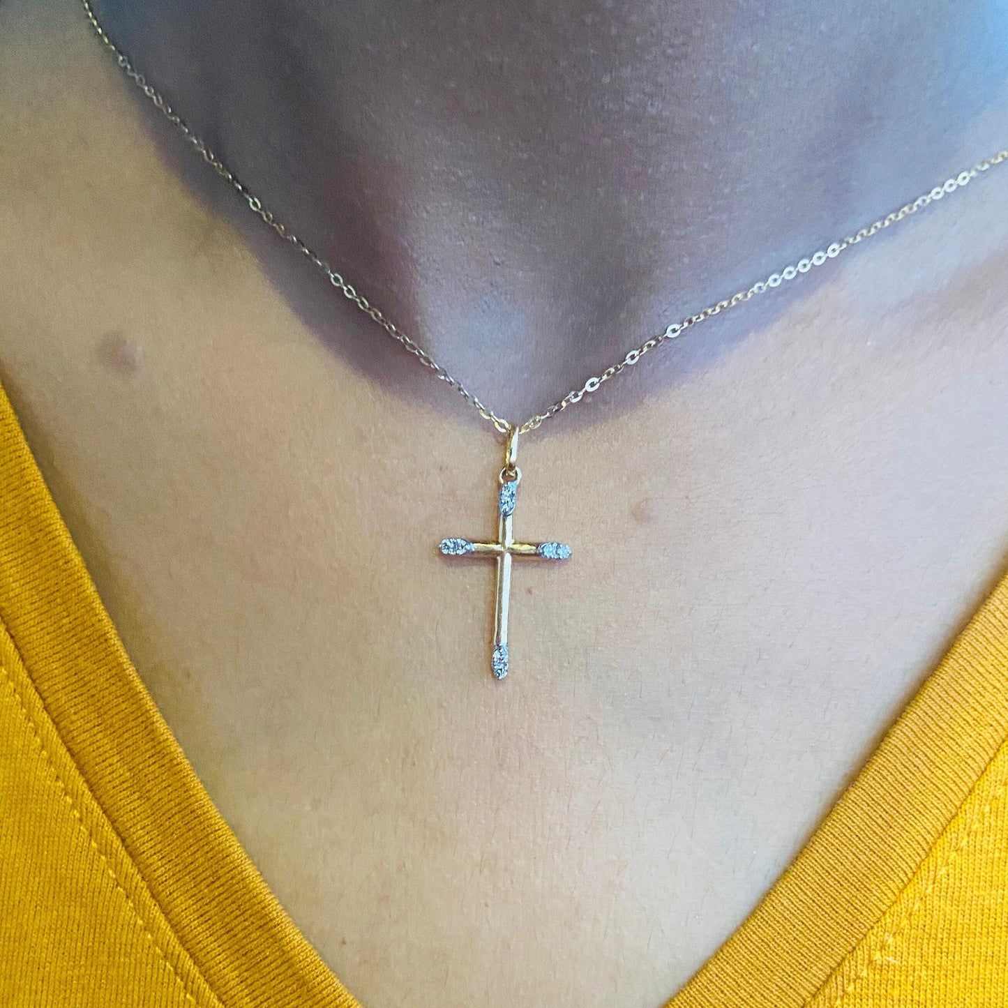 Diamond Tip Cross Pendant
