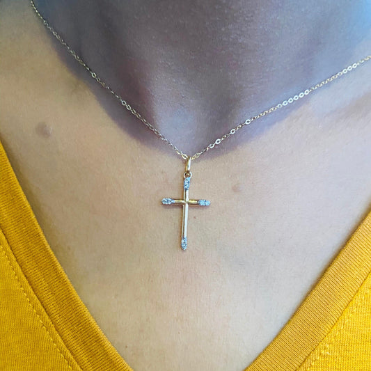 Diamond Tip Cross Pendant